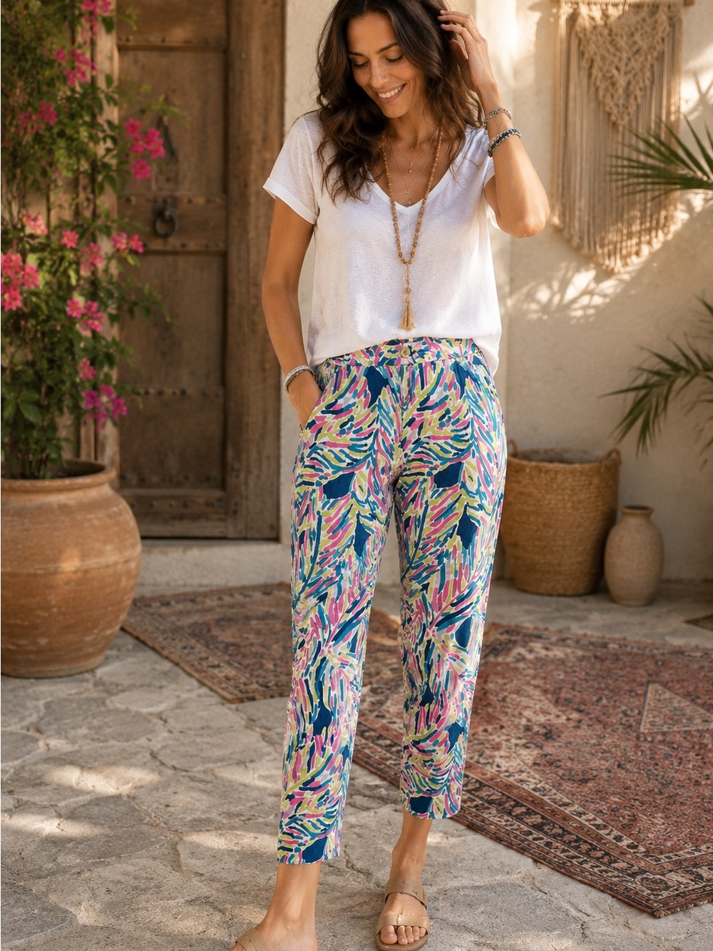 Lilly Pulitzer Kelly Ankle Length Skinny Pant Indigo Palm Reader Sz 4